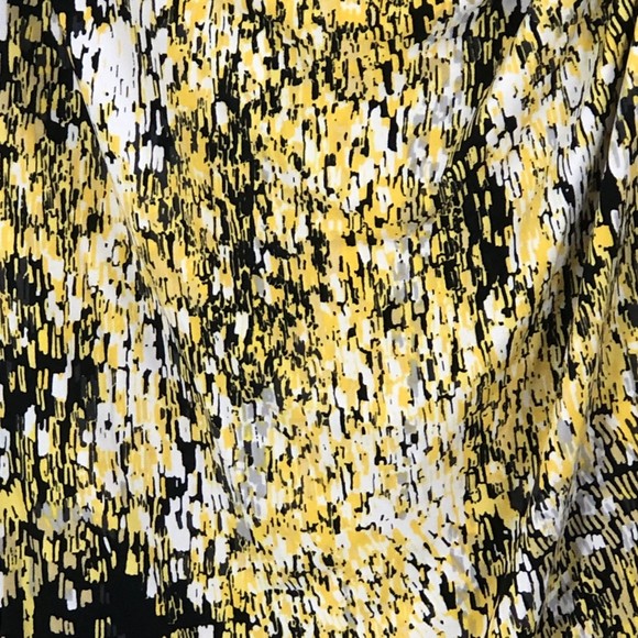 Vintage 90s Yellow and Grey Animalistic Waterfall, Scoop Neck Dress Plus sz 18 - Picture 6 of 8